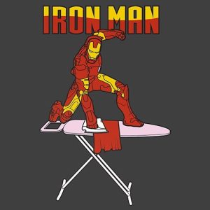 iron man ironing superhero spoof t-shirt