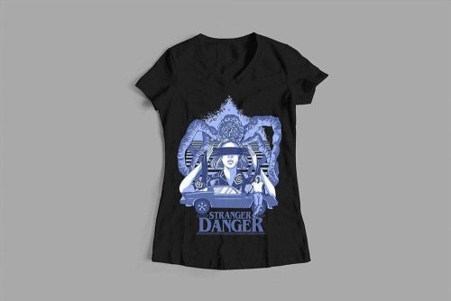 Stranger Danger Luke Molver Illustrated Ladies' Tee - black