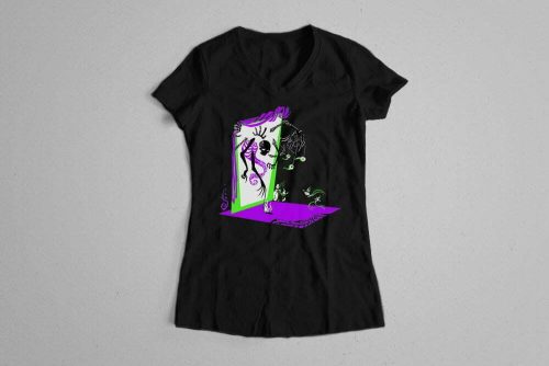 Skelly Cool Gothic Fable Forge Illustrated Ladies' Tee - black