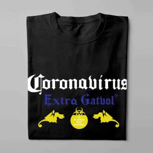 Coronavirus Extra Gatvol Laugh it Off Parody Men's T-shirt - black - folded long