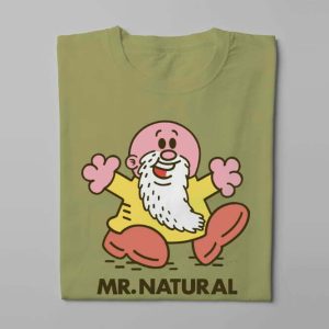 Mr. Natural Illustrated Happy Chicken Fitness Cult Men's Tee - olive - folded long