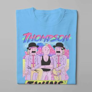 Thompson Twins Illustrated Happy Chicken Fitness Cult Men's Tee - sky blue - folded long