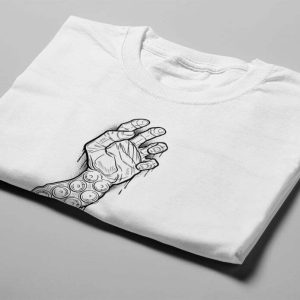 Tentacle Arm Munky Design Graphic Men's Tee - white - folded short