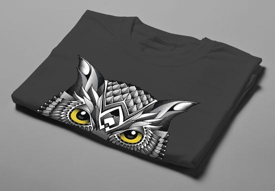 Owl Illustrated Graphic Design Jade Holing Men's Tee - charcoal - folded short