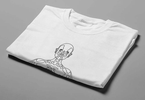 Yogo Naked Illustrated Graphic Design Jade Holing Men's Tee - white - folded short
