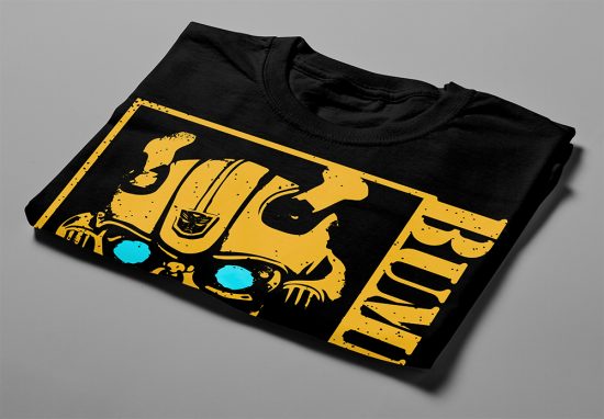 Piercing Blue Bumblebee Transformers Men's Graphic T-shirt - black - folded short