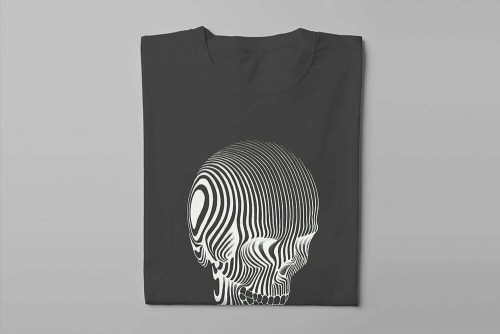3D Bandwidth Skull Graphic Jade Holing Men's T-shirt - charcoal - folded long