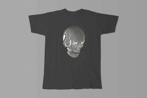 3D Bandwidth Skull Graphic Jade Holing Men's T-shirt - charcoal - folded
