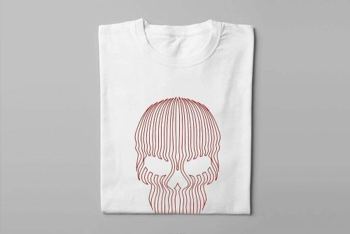 Striped Skull Jade Holing Graphic Men's T-shirt - white - folded long