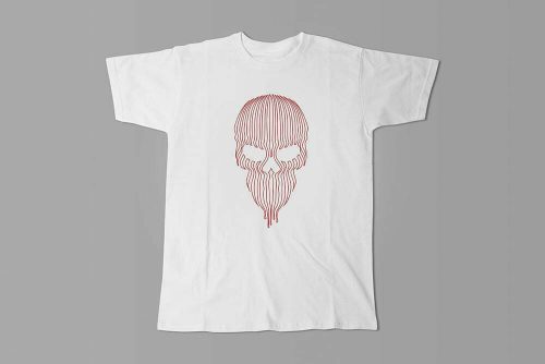 Striped Skull Jade Holing Graphic Men's T-shirt - white