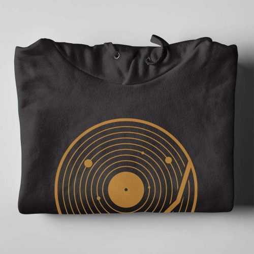 Vinyl Music Gamma Ray Graphic Unisex Black Hoodie - folded