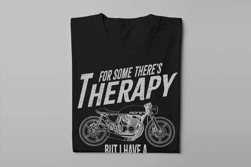 Bike Therapy Ronin Motorcycle Graphic Men's T-shirt - black - folded long