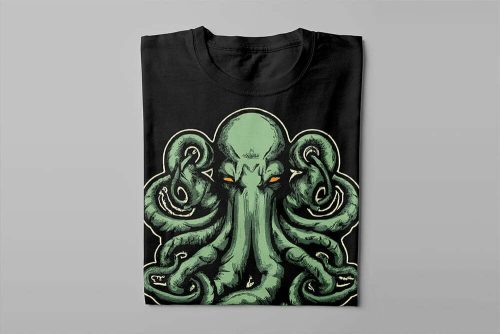 The Great One Cthulhu Piercing Blue Men's Graphic T-shirt - black - folded long