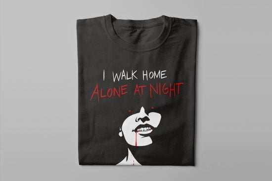 A Girl Walks Home Alone At Night Horror - Halloween Fan Art Luke Molver Men's T-shirt - black - folded long