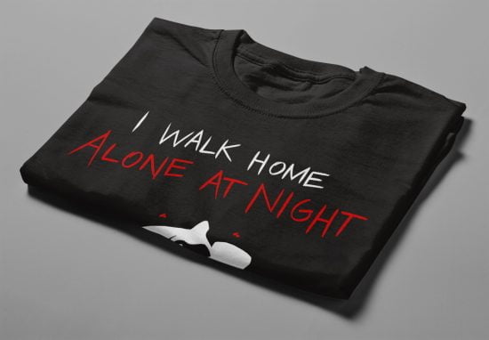 A Girl Walks Home Alone At Night Horror - Halloween Fan Art Luke Molver Men's T-shirt - black - folded short