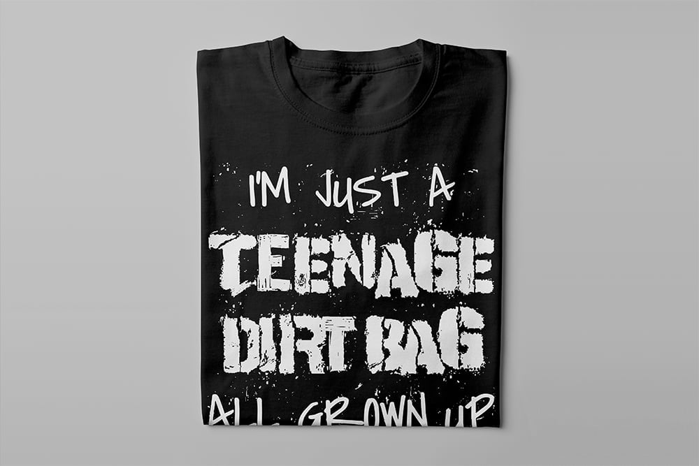Teenage Dirt bag Piercing Blue Men's Graphic T-shirt - black - folded long