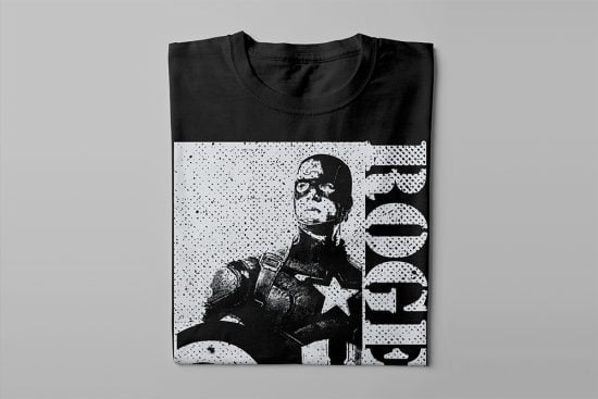 Marvel Captain Rogers Piercing Blue Men's Graphic T-shirt - black - folded long