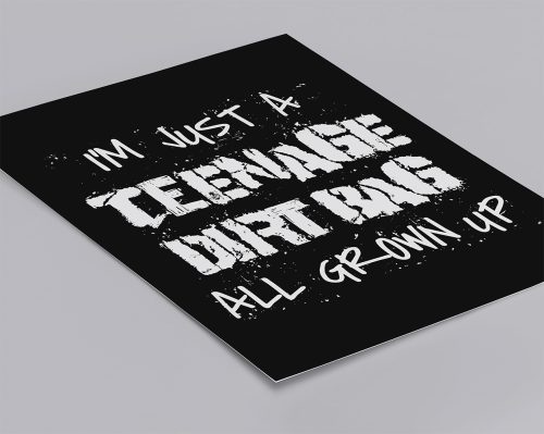 Teenage Dirt Bag Music Parody Piercing Blue Graphic Design Poster Wall Art - no border - angled