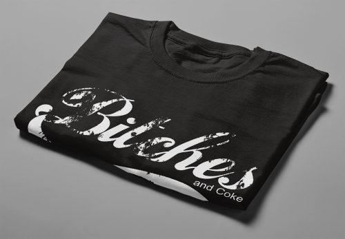 Bitches And Coke Coca-Cola Parody Luke Molver Men's T-shirt - black - folded angled