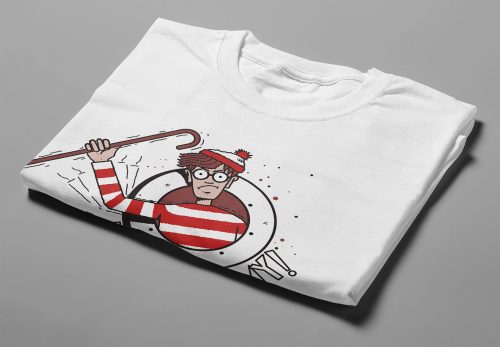 Jy Soek Vir My Funny Where's Waldo Afrikaans Men's Tshirt Terrorist Tee - white - folded angled