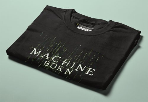 Machine Born The Matrix Movie Parody Tshirt Terrorist Men's T-shirt - black - folded angled
