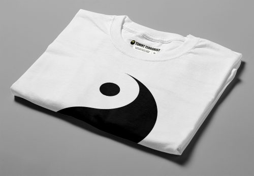 Yin Yang Esoteric Eastern Mysticism Tshirt Terrorist Men's T-shirt - white - folded angled
